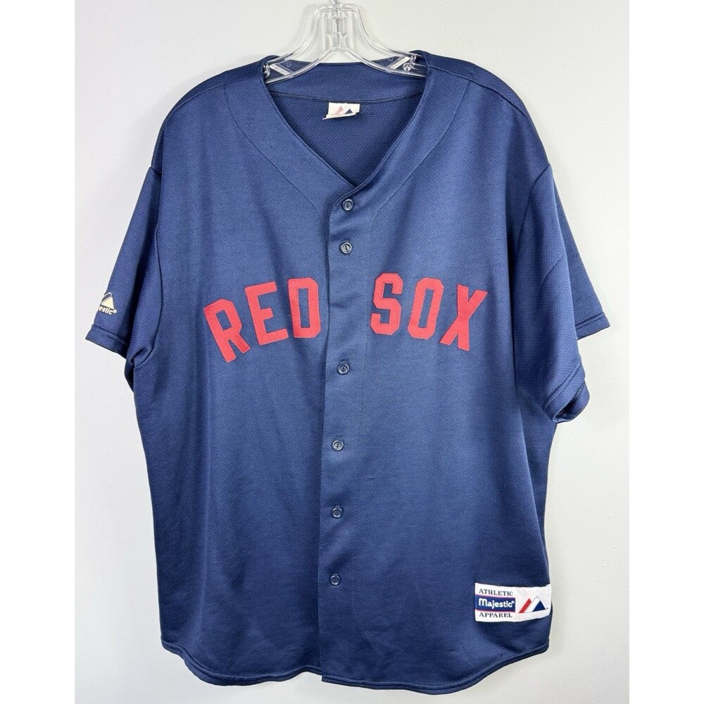 Vintage 90s Majestic Boston Red Sox Jersey XL Navy Blue Mesh MLB Baseball